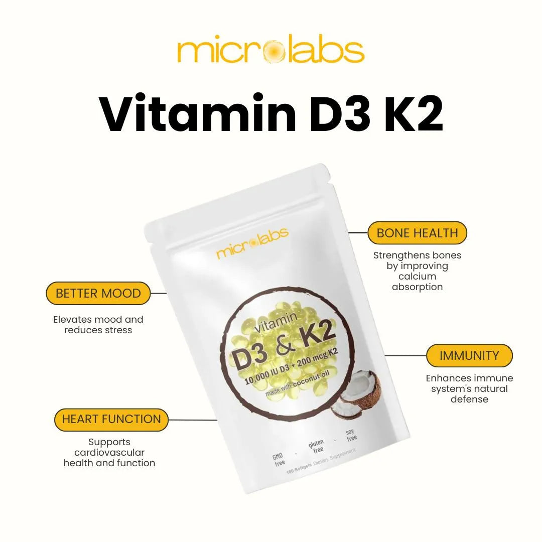 Bio Vitamine D3 + K2 [HIGH POWER] - Supplément pour la santé des os et le système immunitaire